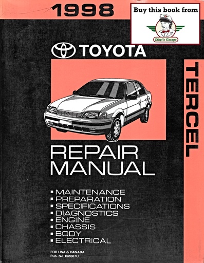 [TOY1998RM607UA] 1998 Toyota Tercel OEM Shop Service Repair Manual
