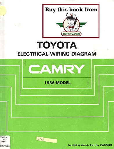 [TOY1986EWD007UA] 1986 Toyota Camry OEM Shop Service Repair Electrical Wiring Diagram Manual