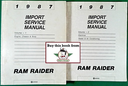 [DOD1987813707016A/2] 1987 Dodge Ram Raider Shop Repair, Service, & Electrical Manual 2 Vol. Set