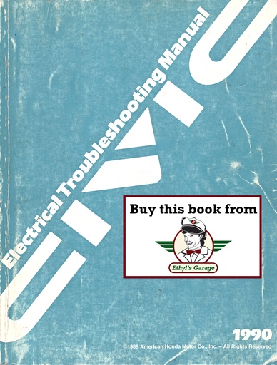 [HON199061SH302ELA] 1990 Honda Civic Electrical Troubleshooting Manual ETM