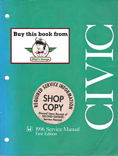[HON199661SO300A] 1996 Honda Civic Shop Service Repair Maintenance Manual