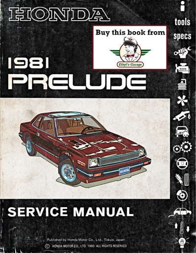 [HON19816169202A] 1981 Honda Prelude Shop Service Repair Maintenance Manual