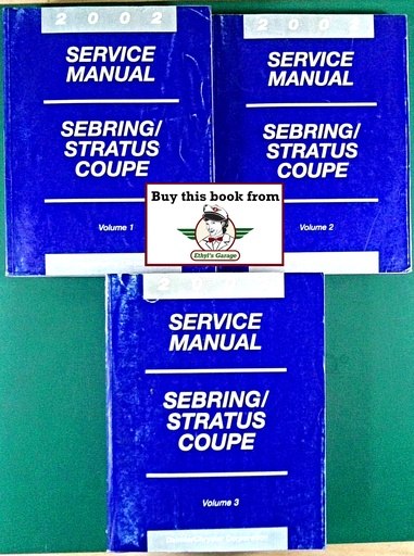 [MOP20028127002031A/3] 2002 Chrysler Sebring Coupe & Dodge Stratus Coupe Factory Service Shop Repair Manual Complete 3 Vol. Set