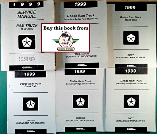 [DOD1999813709108A/6] 1999 Dodge RAM 1500-3500 Truck BR/BE Factory Service and Diagnostic Manuals 6 Vol. Set
