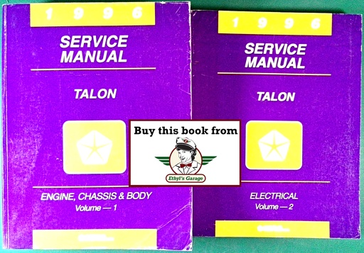 [EAG1996812706500A/2] 1996 Eagle Talon Shop Repair Service & Electrical Manual 2 Vol. Set