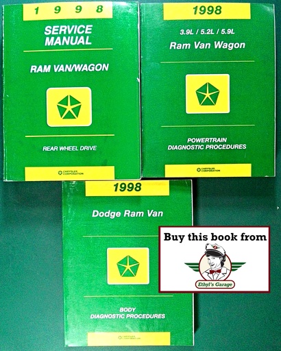 [DOD1998813708107A/3] 1998 Dodge RAM Van B1500 B2500 B3500 Factory Shop Repair Service and Diagnostic Manuals Set