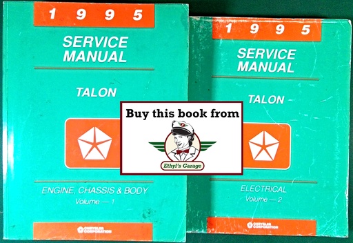 [EAG1995812705500A/2] 1995 Eagle Talon Shop Maintenance Repair Service & Electrical Manual 2 Vol. Set