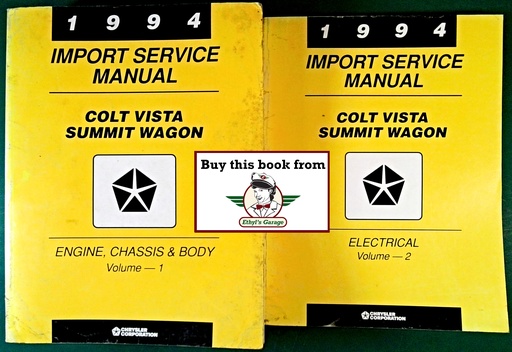 [MOP1994812704113A/2] 1994 Dodge/Plymouth/Eagle Colt Vista/Summit Wagon Factory Shop Repair Service & Electrical Manual 2 Vol. Set
