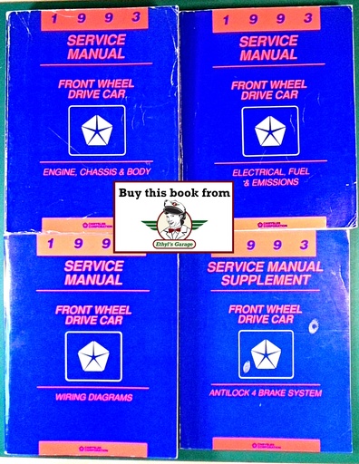 [MOP1993812703101A/4] 1993 Dodge/Plymouth/Chrysler Shop Service Manual+Wiring Diag—LeBaron, New Yorker, 5th Ave, Imperial, Dynasty, Spirit, Acclaim, Daytona, Shadow, Sundance 