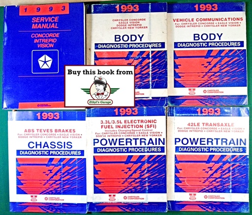 [MOP1993812703140A/6] 1993 Chrysler/Dodge/Eagle Concorde Intrepid Vision Shop Repair Maintenance Service & Diagnostic Manuals 6 Vol. Set