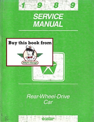 [MOP1989812709001A] 1989 Chrysler/Dodge/Plymouth Rear Wheel Drive Car Shop Maintenance Repair Service Manual Fifth Avenue, Diplomat, Gran Fury, Newport, Caravelle