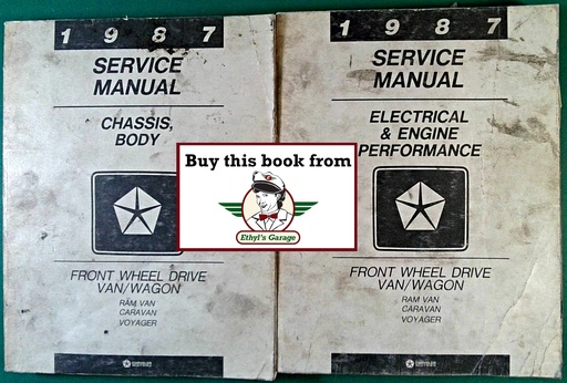 [MOP1987813707005A/2] 1987 Dodge/Plymouth Ram Van, Caravan, and Voyager Front-Wheel-Drive Van/Wagon Shop Maintenance Repair Service Manual 2 Vol. Set