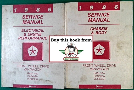 [MOP1986813706005A/2] 1986 Dodge/Plymouth Ram Van, Caravan, and Voyager Front-Wheel-Drive Van/Wagon Shop Maintenance Repair Service Manual 2 Vol. Set