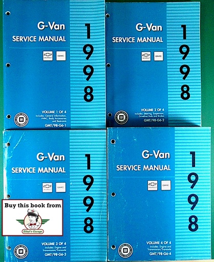[GMT/98-G6-1A/4] 1998 Chevrolet/GMC G-Van, Chevrolet Express, GMC Savana Shop Repair Maintenance Service Manual 4 Vol. Set