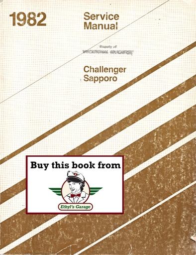 [MOP1982812702005A] 1982 Dodge/Plymouth Challenger/Sapporo Shop Maintenance Repair Service Manual