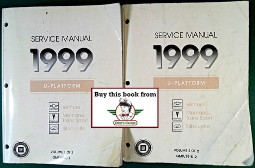[GM1999GMP/99UA/2] 1999 Chevrolet Venture, Pontiac Trans Sport/Montana, Oldsmobile Silhouette Factory Shop Repair Service Manual Complete 2 Vol. Set