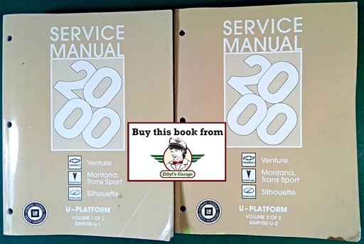 [GM2000GMP/00UA/2] 2000 Chevrolet Venture Pontiac Trans Sport/Montana Oldsmobile Silhouette Shop Repair Maintenance Service Manual Complete 2 Vol. Set