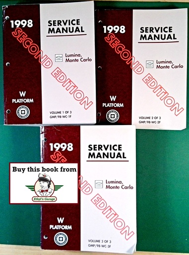 [CH1998GMP/98WCA/3] 1998 Chevrolet W Lumina & Malibu Shop Repair Maintenance Service Manual 3 Vol. Set 2nd Ed.
