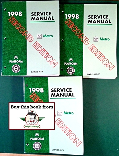 [CH1998GMP/98MFA/3] 1998 Chevrolet Metro M-Platform Shop Repair Maintenance Service Manual 3 Vol. Set 2nd Edition