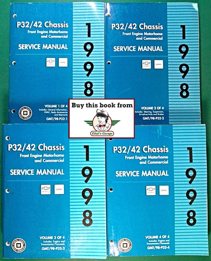 [GM1998GMT/98P32A/4] 1998 Chevrolet/GMC P32/P42 Front Engine Motorhome and Commercial Chassis Shop Repair Maintenance Service Manual 4 Vol. Set