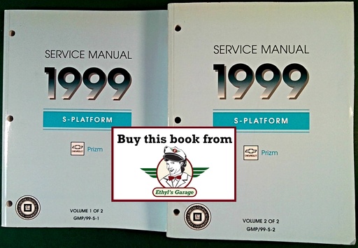 [CH1999GMP99SA/2] 1999 Chevrolet Geo Prizm Shop Maintenance Repair Service Manual 2 Vol Set