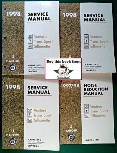 [GM1998GMP/98UA/4] 1998 Chevrolet Venture Pontiac Trans Sport Oldsmobile Silhouette Shop Repair Maintenance Service Manual Complete 4 Vol. Set