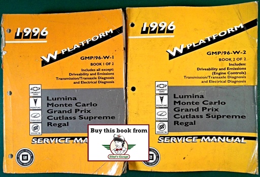 [GM1996GMP/96WA/2] 1996 Lumina Monte Carlo Grand Prix Cutlass Supreme Regal W-Platform Shop Repair Maintenance Service Manual 2 Vol. Set