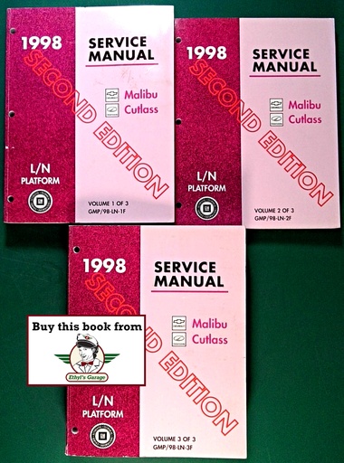 [GM1998GMP/98LNFA/3] 1998 Chevrolet Malibu Oldsmobile Cutlass L/N Shop Repair Maintenance Service Manual 3 Vol. Set 2nd Edition