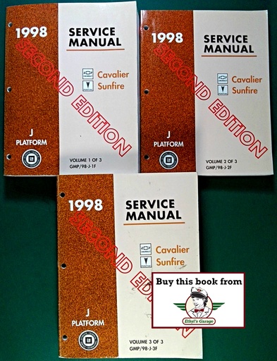 [GM1998GMP/98JFA/3] 1998 Chevrolet Cavalier Pontiac Sunfire Shop Repair Maintenance Service Manual 3 Vol. Set 2nd Edition
