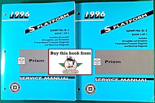 [CH1996GMP/96SA/2] 1996 Chevrolet Geo Prizm Shop Maintenance Repair Service Manual 2 Vol Set