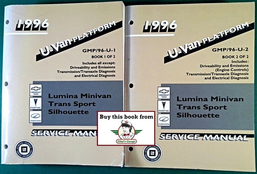 [GM1996GMP96UA/2] 1996 Chevrolet Lumina Minivan, Pontiac Trans Sport, Oldsmobile Silhouette Factory Shop Repair Service Manual 2 Vol. Set