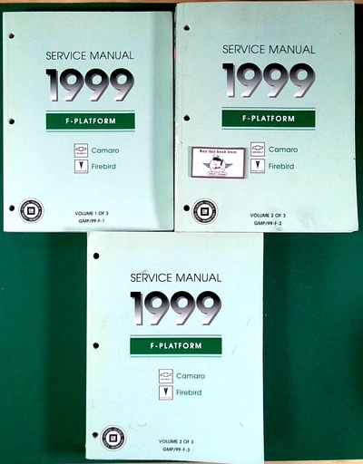 [CH/PO1999GMP99F/3] 1999 Chevrolet Camaro, Pontiac Firebird & Trans Am Factory Shop Repair Service Manual Complete 3 Vol. Set