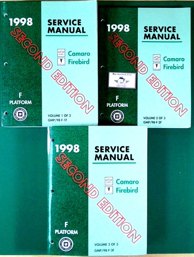 [GMP/98-F/3A] 1998 Chevrolet Camaro & Pontiac Firebird & Trans Am Shop Repair Maintenance Service Manual Complete 3 Vol. Set 2nd Edition