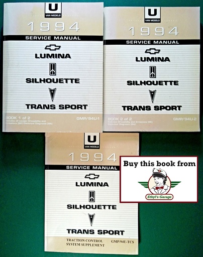 [GM1994GMP/94UA/3] 1994 Chevrolet Lumina Minivan Pontiac Trans Sport Oldsmobile Silhouette Shop Repair Maintenance Service Manual Complete 3 Vol. Set