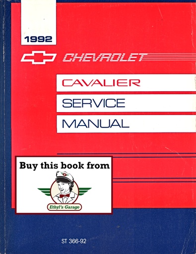 [CH1992ST36692A] 1992 Chevrolet Cavalier J-Platform Factory Shop Repair Service Manual Z24