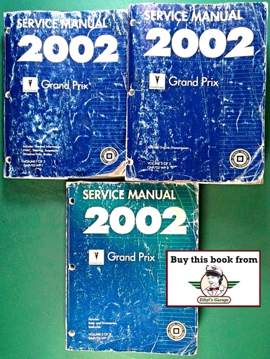 [PO2002GMP/O2WPA/3] 2002 Pontiac Grand Prix Factory Shop Repair Service Manual 3 Vol. Set 