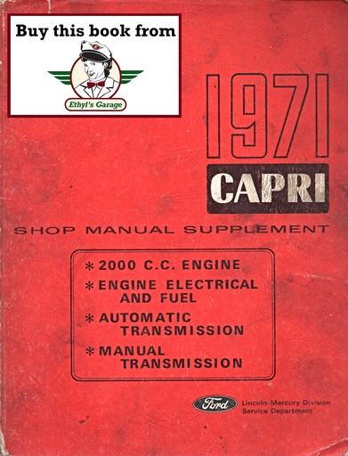 [FOR1971LM798771A] 1971 Mercury Capri 2.0L Factory OEM Shop Repair Maintenance Service Manual Supplement