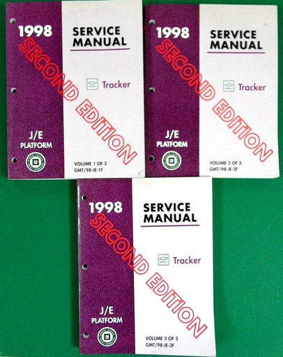 [GMT/98JE1F/2F/3F/A] 1998 Chevrolet Geo Tracker Shop Maintenance Repair Service Manual 2nd edition 3 Vol Set