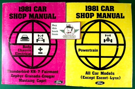 [FO1981FPS36512681B/D/2A] 1981 Ford Mustang Mercury Capri Thunderbird Factory OEM Shop Repair Maintenance Service Manual 2 Vol. Set