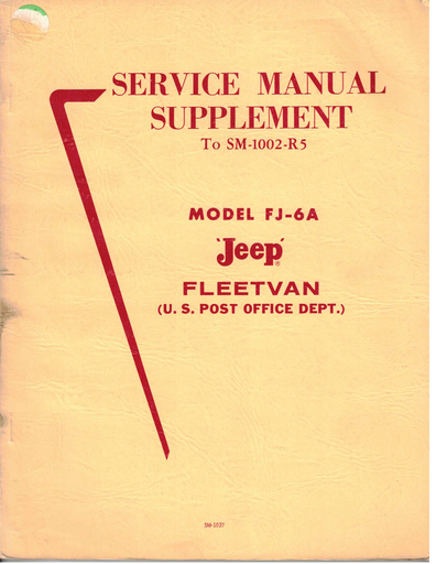 [JEEP1966SM1027A] Jeep Fleetvan FJ-6A Service Manual Supplement