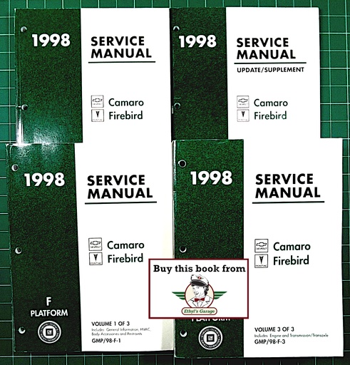 [CH1998GMP98F/4] 1998 Chevrolet Camaro & Pontiac Firebird & Trans Am Service Manual Complete 3 Vol. Set Plus Supplement