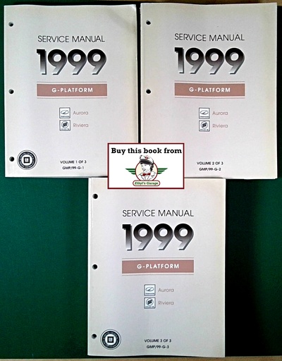[GM1999GMP/99G1/2/3/A/3] 1999 Oldsmobile Aurora, Buick Riviera Factory Shop Service Repair Manual 3 Vol Set