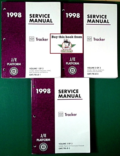 [CH1998GMT/98JE1/2/3/A/3] 1998 Chevrolet Geo Tracker Factory Shop Repair Service Manual 3 Vol Set