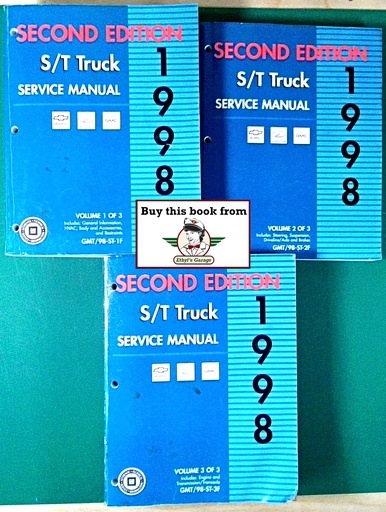 [GM1998GMT/98ST1/2/3/A/3] 1998 Chevrolet/GMC/Oldsmobile S-10 Pickup, Sonoma, Blazer, Jimmy, Bravada Factory Shop Repair Service Manual 2nd Edition 3 Vol Set
