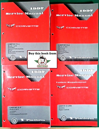 [CH1997GMP97Y1A/4] 1997 Chevrolet Corvette Repair Shop Maintenance Service Manual Complete 4 Vol. Set with Update