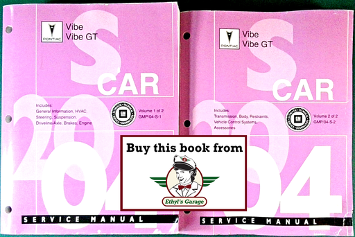 [PO2004GMP/04SA/2] 2004 Pontiac Vibe Factory Shop Repair Service Manual 2 Vol. Set