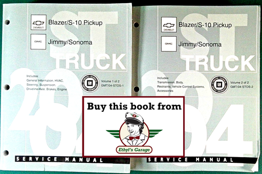 [GM2004GMT/04STOSA/2] 2004 Chevrolet/GMC Blazer/Jimmy, S-10 Pickup/Sonoma Factory Shop Repair Service Manual 2 Vol. Set