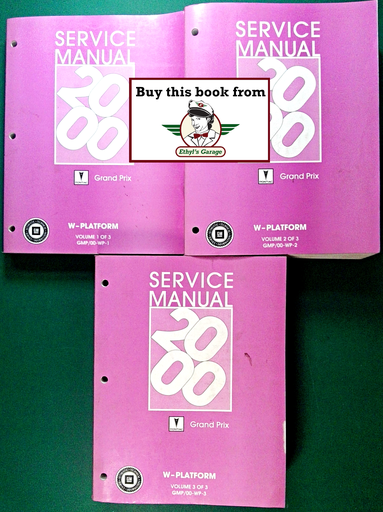 [PO2000GMP/00WPA/3] 2000 Pontiac Grand Prix Factory Shop Repair Service Manual 3 Vol. Set