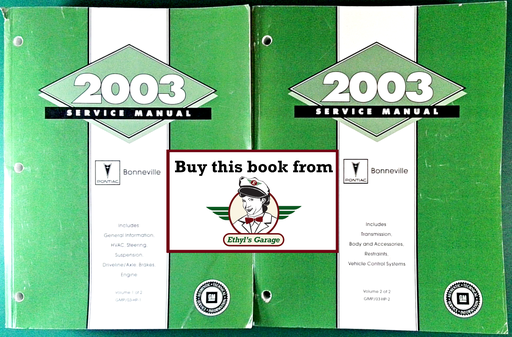 [PO2003GMP/03HPA/2] 2003 Pontiac Bonneville Factory Shop Repair Service Manual 2 Vol. Set