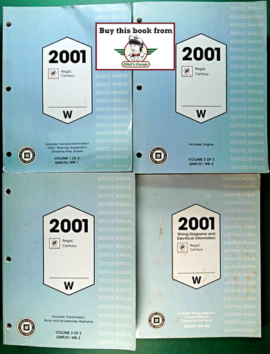 [BU2001GMP/01WBA/4] 2001 Buick Regal, Century Factory Shop Repair Service Manual 4 Vol. Set